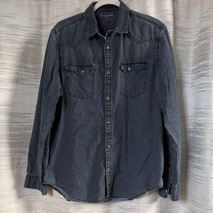 Calvin Klein Men's Casual Button Down Shirt - Dark Gray